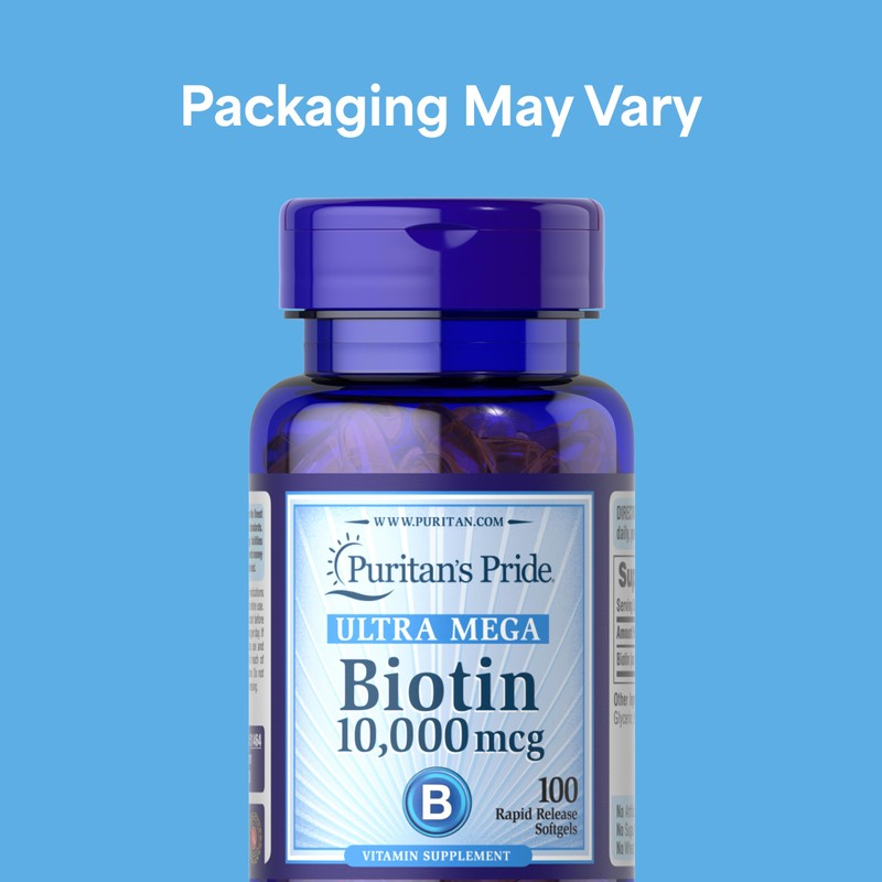 Puritan's Pride Premium Ultra Mega Biotin 10,000mcg, Dietary Supplement for