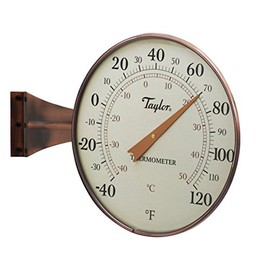 Taylor Heritage Collection Dial Indoor Outdoor Thermometer, Wireless Thermometer with Easy to Read Large Numbers for Patio, Pool, and Indoor Areas, 8.5-inch, Copper