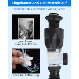 Hibbent Siphon Sink Kit, Sink Drain Fitting with Flexible Drain Hose, Drain Sink Set for Bathroom, Kitchen Sink, Odour-Proof and Leak-Proof, Black