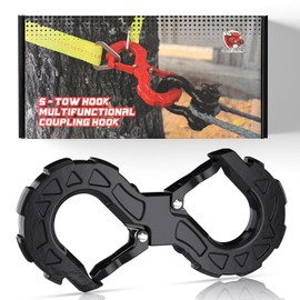 AMBULL 3/8 Tow Hook, Winch Hook for Off-Road Recovery, Towing Shackle 33000 Lbs, G80 Heavy Duty Strength Integrated Winch Quick Shackle, Black