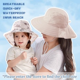XIAOHAWANG Baby Sun Hat UV Protection Children's Sun Hat with Neck Protection Summer Hat Waterproof Breathable Summer Peaked Cap for Girls Boys, Beige dinosaur