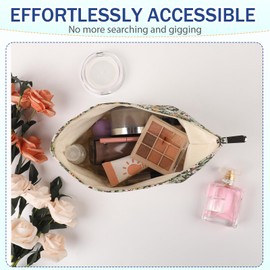 lllyan Girl's Travel Makeup Bag, Fashionable Hand-held Printed Makeup Bag, Spacious Storage Bag for Toiletries and Beauty Essentials（Green printing）