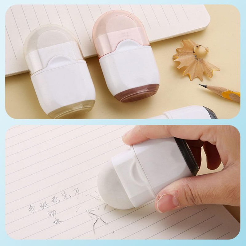 2 Pcs Manual Pencil Sharpener with Eraser Pencil Sharpener with