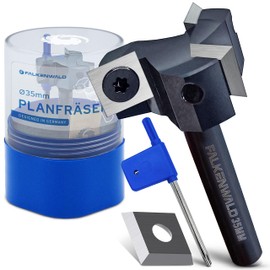 Falkenwald Face Milling Cutter 8 mm Shank for Wood Diameter 35 mm - Face Milling Cutter for Router Made of Tungsten Steel with Replacement Plate - Ideal for Face Milling / Groove Milling / Edge