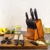 Kitchen 15-Piece Kitchen Knife Set,Sharpener Wooden Block,Serrated Steak Knives,Black