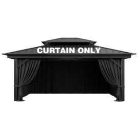 Pakunoda Gazebo Curtain Replacement Universal 4-Panel Sidewalls 12' X 16', Outdoor Privacy Curtains with Double Zipper, Replacement for Patio, Outdoor Canopy, Garden, and Backyard (Curtain Only)