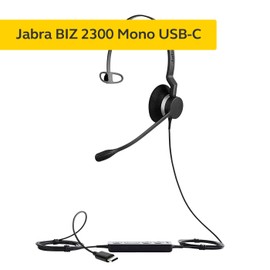 Jabra Biz 2300 USB-C UC On-Ear Mono Headset - Unified Communications zertifizierter Noise Cancelling Kabel-Kopfhörer mit Bedieneinheit für Softphones und Tischtelefone, Schwarz