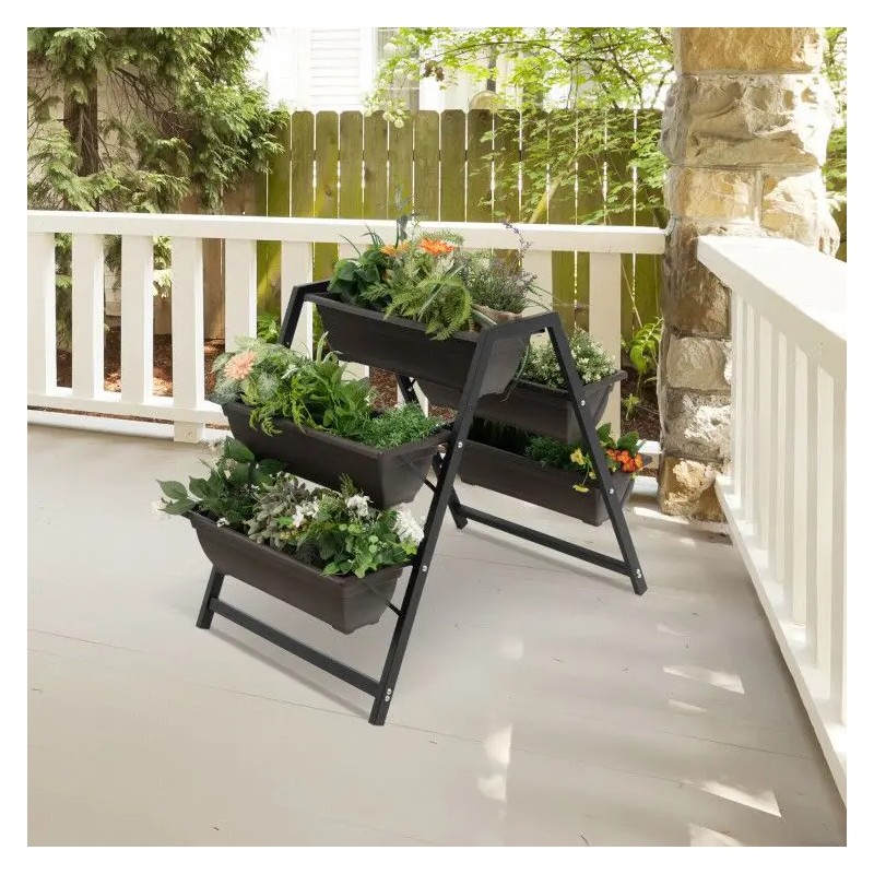 3-Tier Vertical Raised Garden Bed with 5 Plant Boxes Flower