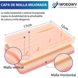 IWOEQWV Pad de Sutura, 2pcs Pad para Práctica de Sutura e Incisiones Almohadilla, Kit de Sutura Práctica, 3 Capas con 14 Heridas, para ser Utilizado por los Estudiantes Entrenamiento y Práctica