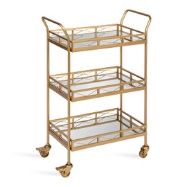 Kate and Laurel Ketia Glam Metal Bar Cart, 23 x 13 x 34, Gold, Glamorous Three Tier Gold Bar Cart for Display and Storage