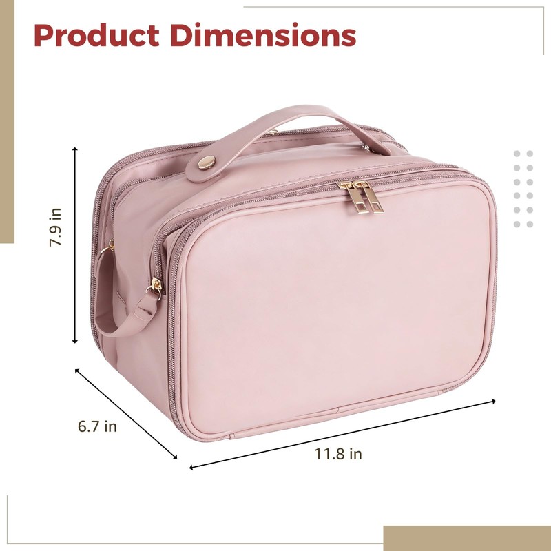 DORMIYA Travel Makeup Bag for Women, Large Capacity Cosmetic Organizer,