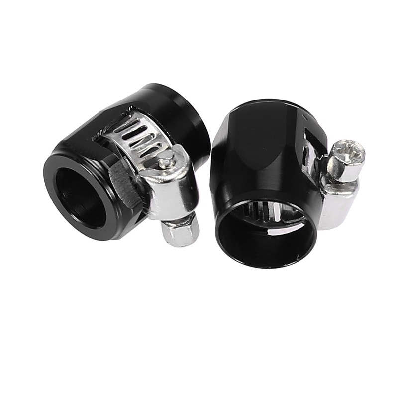 X AUTOHAUX 4pcs AN6 Hex Black Car Hose Finisher Clamp