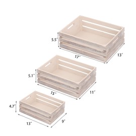 SENRYEE Large Size Wood Crates For Storage,Decorative Vintage Walnut Wooden Crates For Display,Handmade Solid Wood Boxes,Set Of 3 Rustic Walnut Wooden Crate. (walnut)