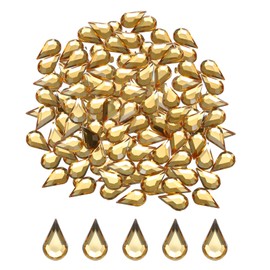 QUARKZMAN Pack of 200 Flat Back Acrylic Tear Shape Gemstones 6 x 10 mm Artificial Rhinestones for DIY Crafts, Beads, Wedding, Face Painting, Jewellery Making in Light Brown