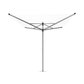 Brabantia Brabantia Lift-O-Matic Outdoor 4 Arm Clothesline (197 ft/? 1.8") Height Adjustable, Folding Clothes Drying Rack + Ground Spike & Cover (Gray)