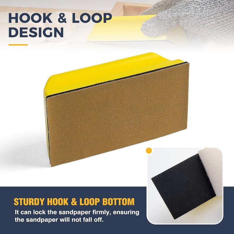 7-Piece Sanding Block Set Yellow for Fine Processing - Hand