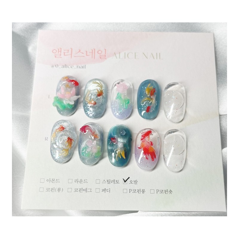 Chwiyeonmonggyeong 翠蓮夢境 |Lotus flower pond in a dream Lotus nail