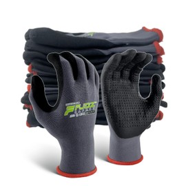 FJDZ SAFETY 12 Pairs Breathable Work Gloves, Foam Nitrile Touchscreen Super Light Nylon Working Gloves with Gripping Dots for Men Women Automotive Repair,Gardening,Handling, Assembly(X-Large)