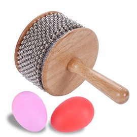 Cabasa Instrument with 2 Egg Shakers, Hand Percussion Afuche
