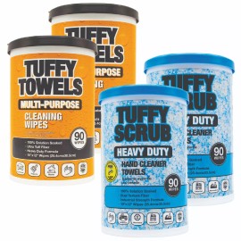 Tuffy Towels 4 Combo Pack - Heavy-Duty Scrub and Multi-Purpose Citrus Cleaning