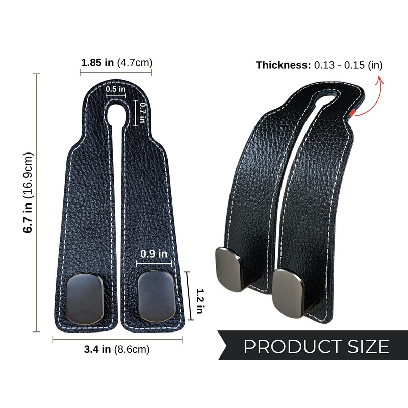 ALEACAR 2 Pack Car Hooks for Headrest, Car Seat Back