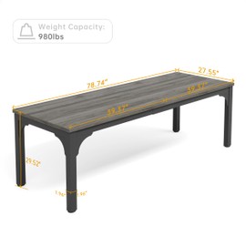 Trggivs 78.7 Inches Extra Long Computer Desk 2 Person Desk, Large Executive Office Desk, Rustic Double Computer Table Study Writing Desk Workstation for Home Office, Brown (1, Grey, 78.74")