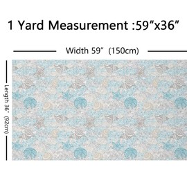 Nautical Fabric by The Yard Exotic Ocean Wave Nautical Boho Theme Upholstery Fabric for Chairs and Home DIY Projects Dreamy Sea Shell Starfish Decorative Waterproof Fabric 2 Yards,(L184*W150cm)
