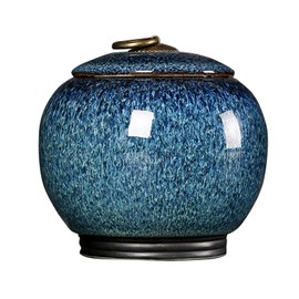 Simanli Tea Canister Ceramic Caddy Vintage Tea Coffee Sugar Canister Jar Traditional Tea Caddy Sealed Lids for Home Kitchen Decoration(Blue)