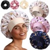 3+3 Large Satin Bonnets with Scrunchies for Women, Wide Band