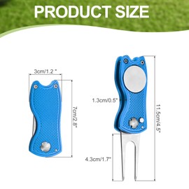 PATIKIL Golf Divot Repair Tool, Foldable Metal Golf Green Divot Tool with Magnetic Ball Marker & Stainless Steel Fork for Golfer, Blue