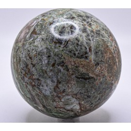2.9" 535g Green Chrysoprase w/Inclusions Carved into Sphere Polished Natural Collectible Chalcedony Gemstone Crystal Mineral Ball - Madagascar + Stand