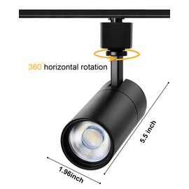 Motrackcao Black 20W Track Lighting Heads,2700K-6500K Stepless Dimming H Type LED Track Light Heads Dimmable Rail Ceiling Spotlight Fixtures Accent,CRI90+ 24° 1800LM,4 Pack