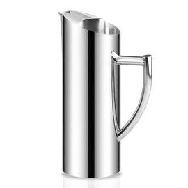 Stainless Steel Water Pitcher 47oz/1.4L Thickened Metal Pitcher with Ice Guard Silver Drink Jug for Ice Tea, Beer, Coffee, Milk, Juice by MUGLIO