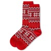 MeMoi Women's Soft Fair Isle Cashmere Blend Crew Socks Red
