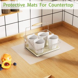 Janeart Small Translucent Silicone Mats, 7.9”x9.45” Clear Non-Slip Countertop Protector Liner, Heat Resistant, Non-Stick Baking Mat, 2/Pack