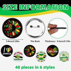 48 Pcs Jamaican Flag Button Badge Pins Bulk 2.28 Inch Jamaican Independence Day Party Flag Birthday Decorations Jamaica 1962 Party Favors for Holiday Festival Heritage Culture Day Supplies