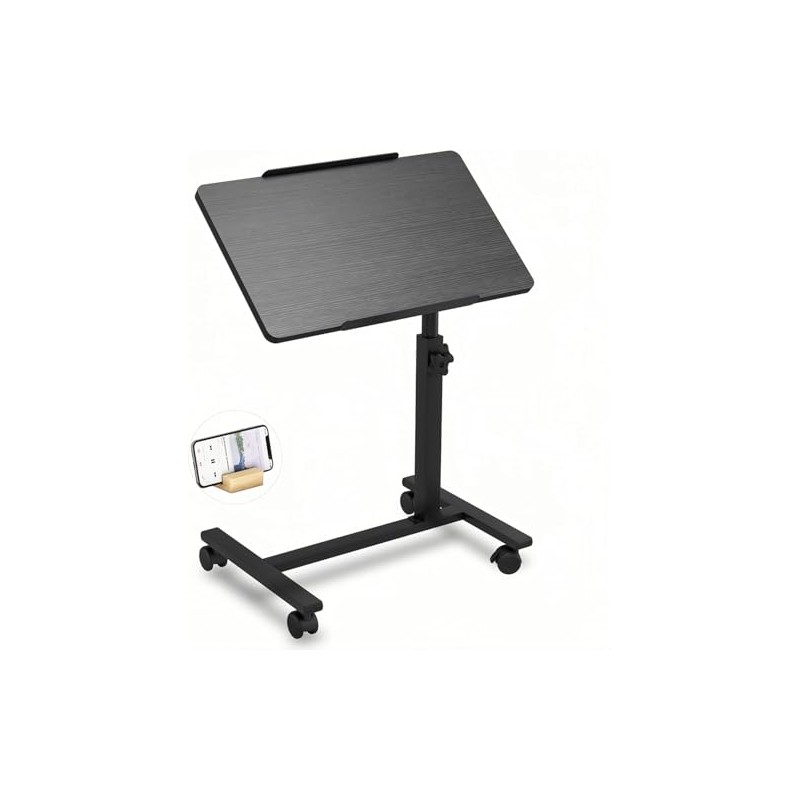 JXINONT Over The Bed Table with Wheels Adjustable Height Bedside