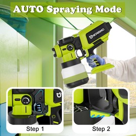 Paint Sprayer Cordless Compatible for Ryobi 18V Battery, 70000PRM Electric Paint Sprayer for Furniture Fence Cabinets Wall Deck House Painting, AUTO Spraying, 1200ml Container & 4 Nozzles (No Battery)