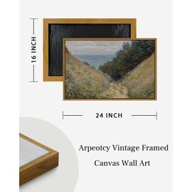 ARPEOTCY Framed Canvas Wall Art Prints, 16x24 Inch, Vintage Classic Ocean Monet Prints for Home Decor, Hanging Wall Art for Bedroom, Living Room, Bathroom, Office