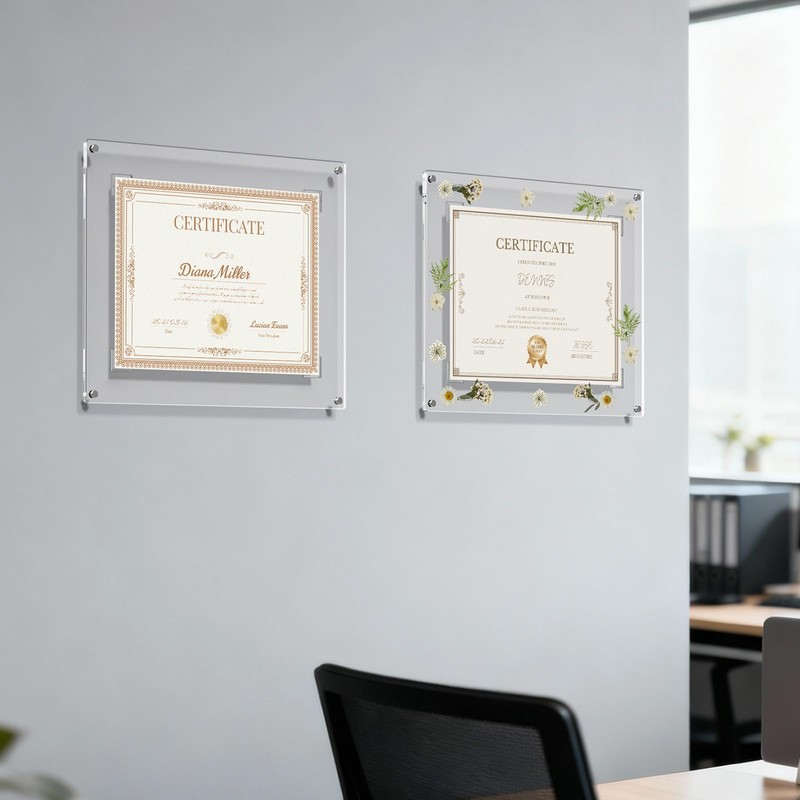 NIUBEE Diploma Frame 8.5x11 with Dried Flowers Acrylic Frame Display