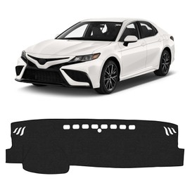 KUST Car Dash Cover for Toyota Camry 2018-2022 2023 2024 (L, LE, SE, XLE, XSE, XLE V6, XSE V6) (Without HUD) Polyester Non-Slip Center Console Dash Cover Interior Accessories for Camry No Glare Black