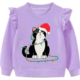 LXKA Girls Kids Christmas Jumper Sweatshirt Xmas Jumpers Reindeer Snowmen Dinosaur Santa Claus Long Sleeve Tops Cotton T-Shirts Toddler Crew Neck Casual Winter Clothes Age 1-7 Years
