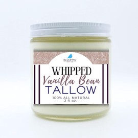 Bluebyrd Vanilla Bean Tallow Lotion – Large 9oz Size – 100% Grass-Fed & Hand-Whipped – Deeply Moisturizes & Soothes Dry, Sensitive Skin, Face + Body (2oz, Vanilla)