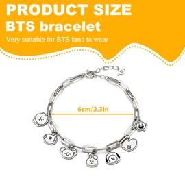 AYVRUOP BTS Merch, BTS bracelet, beautiful Kpop merch for BTS fans, BT 21 style, BTS fan item, BTS gifts, Kpop jewellery, stainless steel (style A)