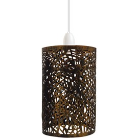 DC VOLTAGE Pendant Light Shade Metal Drum Shaped Lampshade Industrial Easy fit Ceiling Indoor Wire cage Lampshade for Kitchen Living Room Corridor(Brushed Copper)