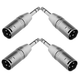 WHAMVOX 4pcs Metal XLR to TRS Male Audio Adapter Male Socket Coupler for Professional Sound Equipment Stereo Conversion for Musicians and Djs