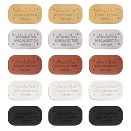 Borsgye 100PCS PU Leather Tags Handmade Embossed Tag Faux Leather Sew on Labels Embellishment Crochet Knitting Labels DIY Jeans Bags Shoes Hat Apparel Accessories - PB026 - 3.8x2.1cm