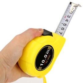 10m Tape Measure, Quality Carbon Steel Flexible Ruler Retractable Design Easy to Read Woodworking Measuring Tool, Yellow