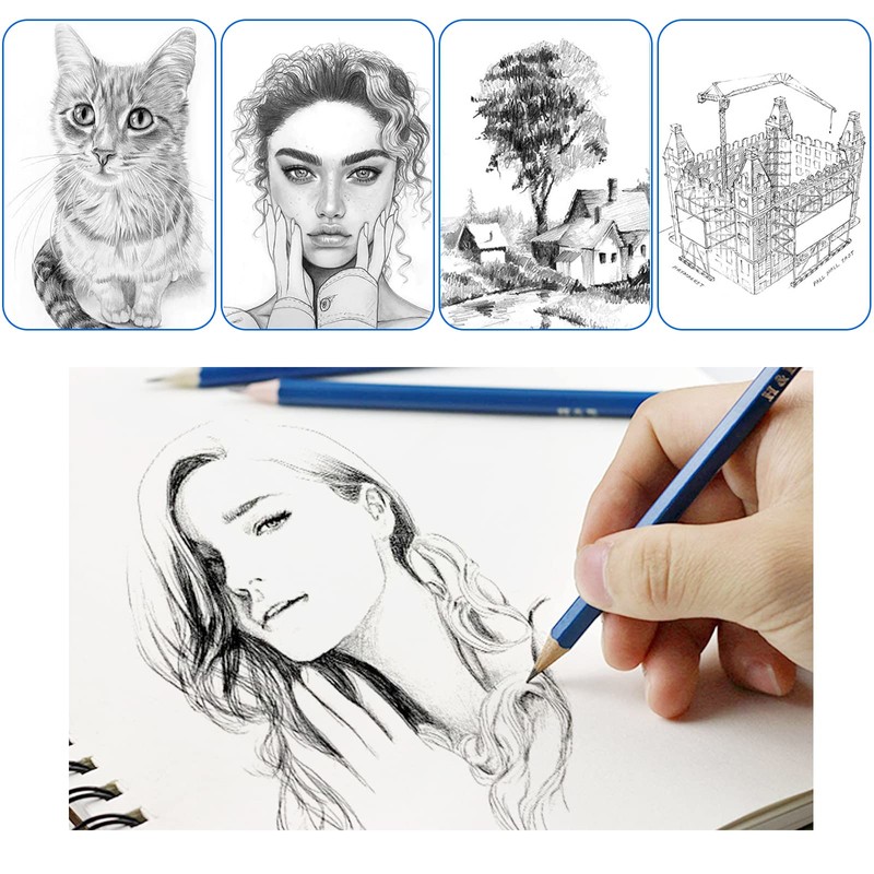 H & B 12 PCS Pencil Drawing Kit, H-4H, F,