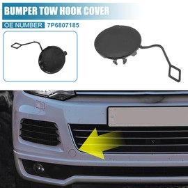 X AUTOHAUX Car Front Bumper Tow Hook Cover 7P6807185 for VW Touareg 2011-2014 Not for VW Touareg TDI FSI Wagon Models Tow Hook Eye Lid Cover Trailer Cap Black